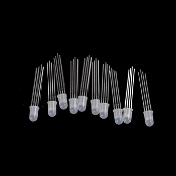 

Wholesale 10Pcs 4pin 5mm RGB Led Diode Light Lamp Tricolor Round Common Anode LED 5 mm Light Emitting Diode