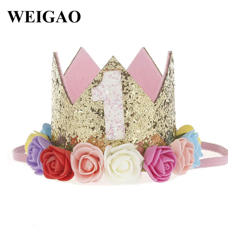 One Crown WEIGAO 40 дюймов номер 1 Воздушные шары розовое золото один год баллон для маленьких мальчиков и девочек первый день рождения первый год День рождения воздушные шары - Цвет: One Crown