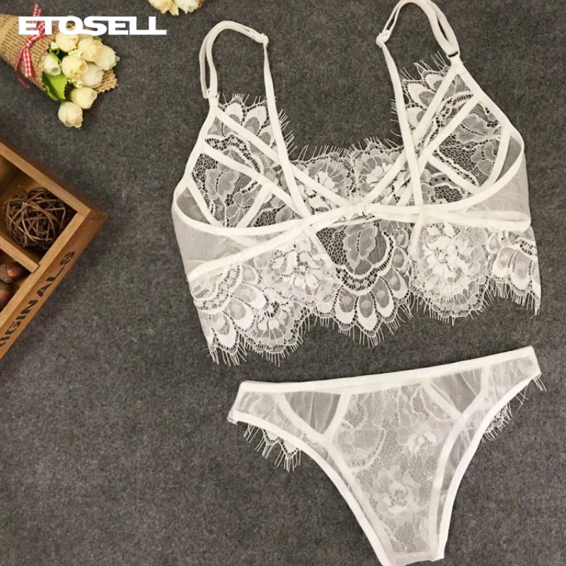 

2019 Sexy Transparent Lace Bras for Women G-string Lingerie Sheer Bustier Unpadded Mesh Lined BH Underwear Bralette