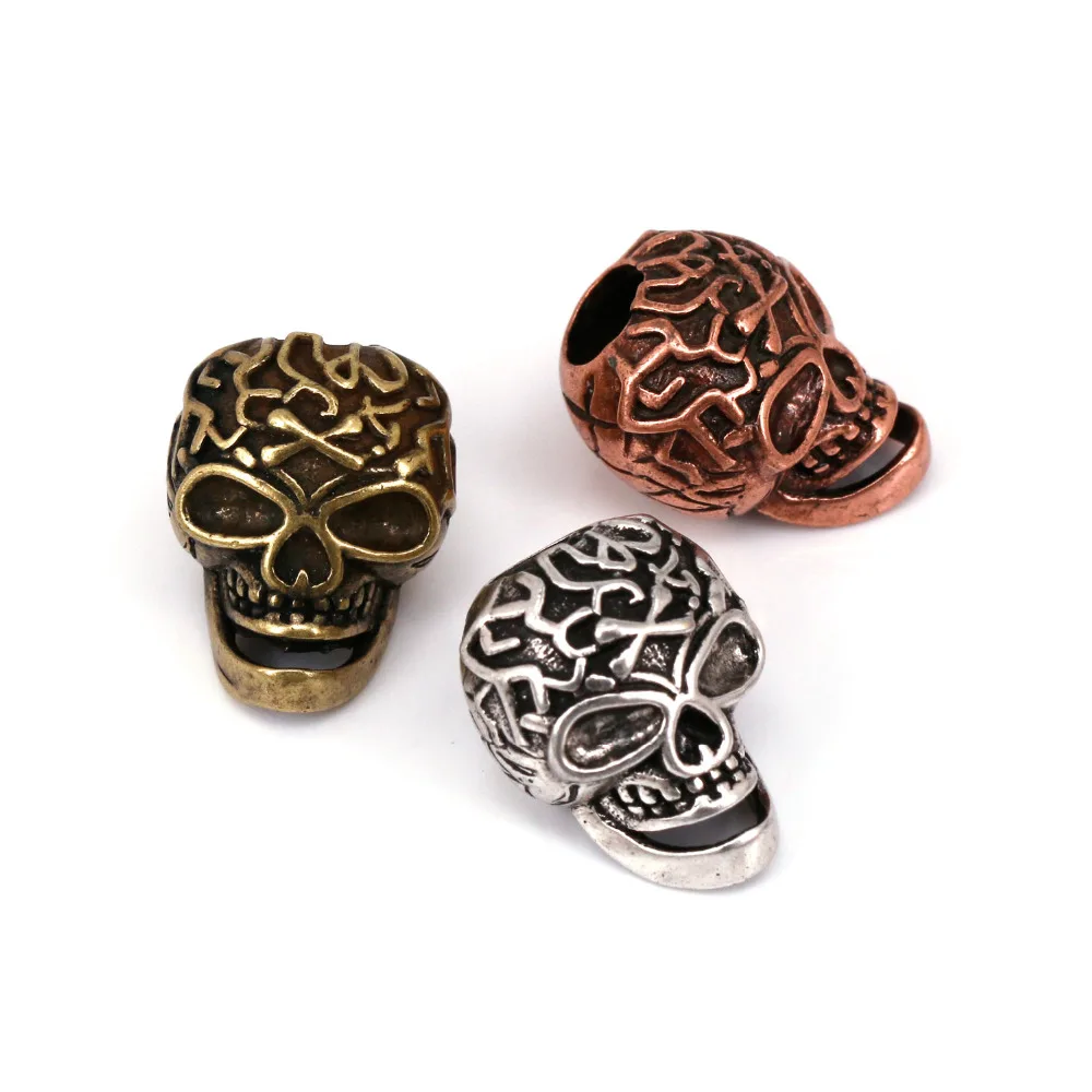 

Fashion Paracord Bead Skull Charm fit for EDC Survival Bracelet Keychain Lanyard Handmade