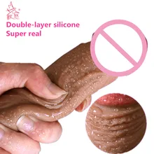 Super Soft Double layer Silicone font b Dildo b font Realistic font b Dildo b font