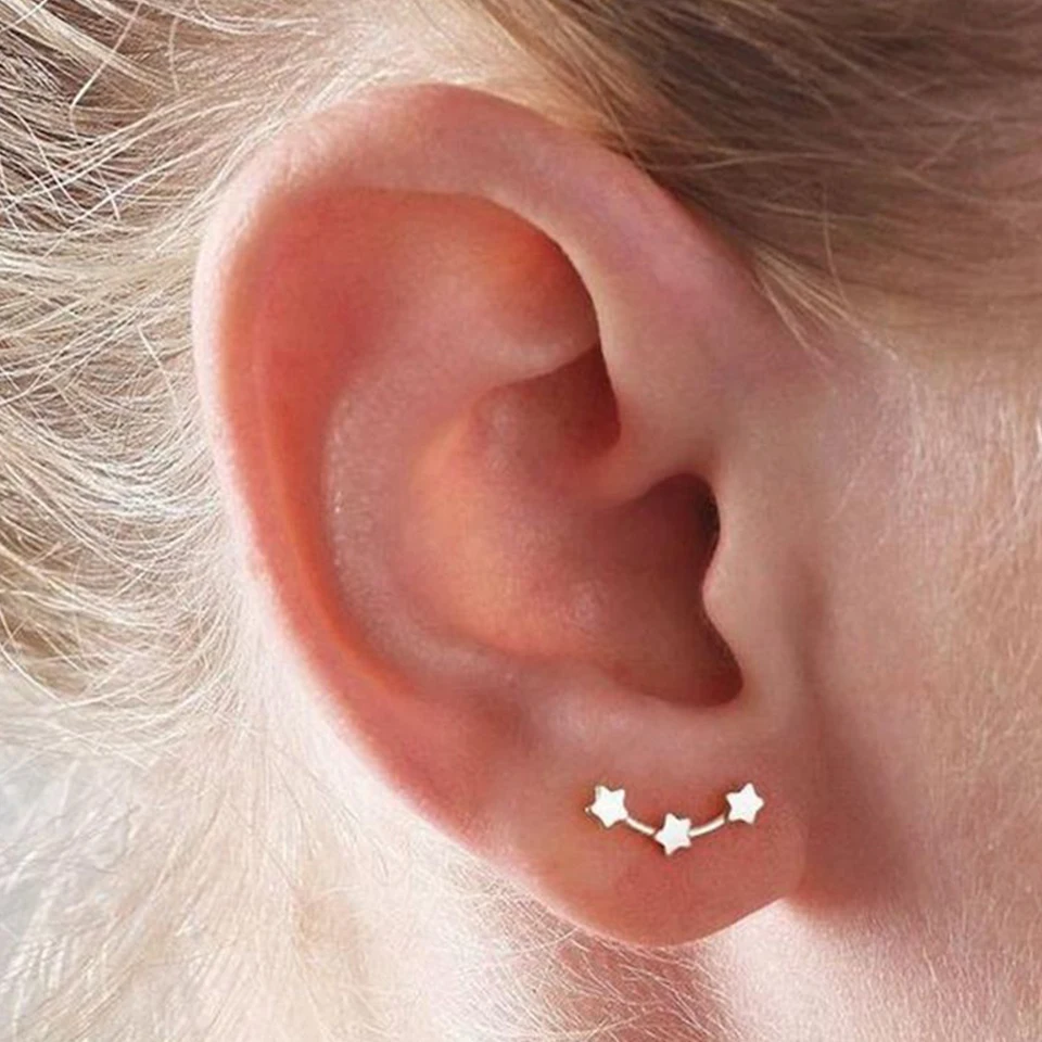 

Fashion Star Stud Earrings For Women Glamour Golden Silver Color Stainless Steel Small Stud Earring Minimalist Jewelry 2019 new