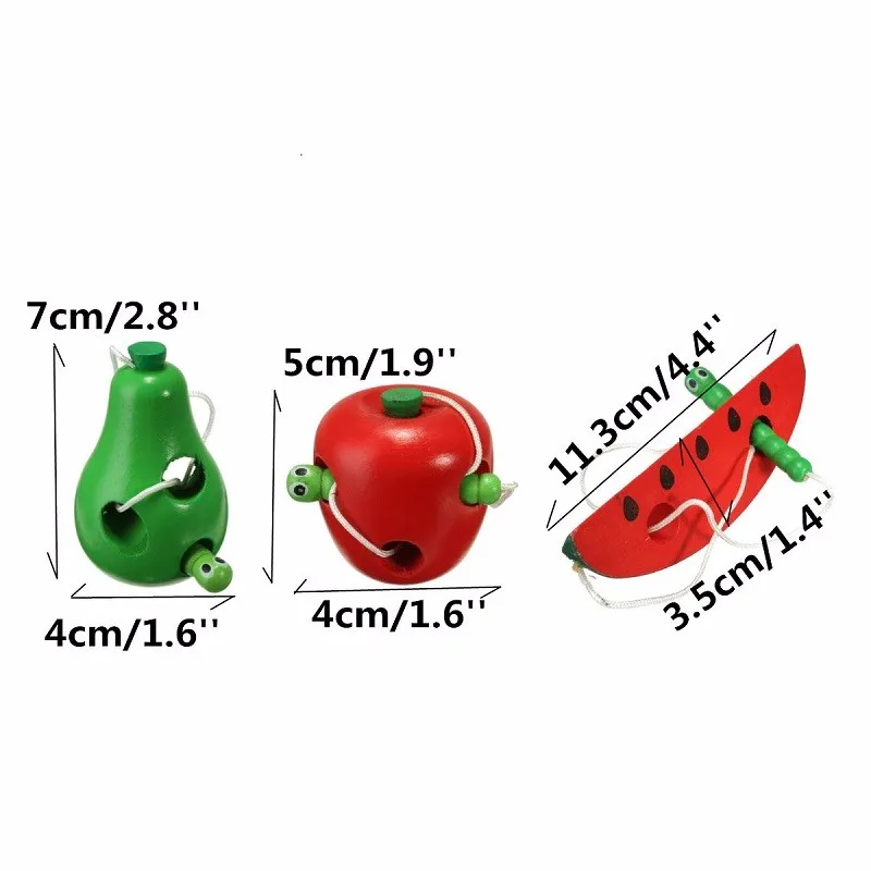 JIMITU деревянные развивающие детские игрушки с фруктами, обучающих нитей для детей, развивающая игрушка для укуса