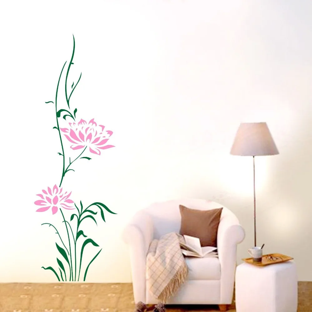 Large Lotus Flower Wall Stickers Removable Decals Home Decor DIY Art
