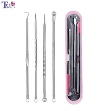 4 шт., инструменты для красоты, игла для удаления акне, черная стежка, иглы для удаления кожи лица, зажим, пинцет для удаления прыщей, экстрактор комедона