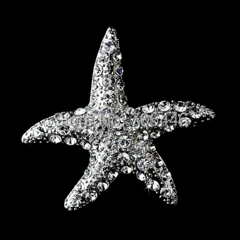

2" Clear Rhinestone Crystal Diamante Vintage Starfish Brooch