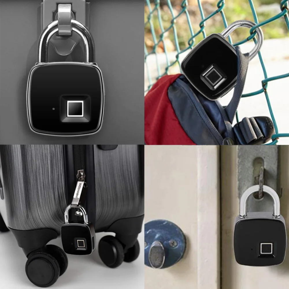 HonesThing Mini Smart Keyless Fingerprint Lock IP65 Waterproof Anti-Theft Security Padlock for Door Luggage Case Gate Safe Lock 10