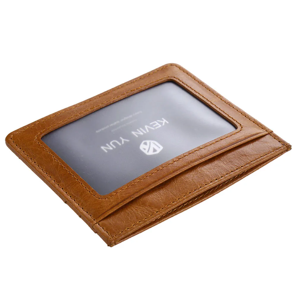KEVIN YUN Designer Brand Vintage Men Card Holder Wallet Genuine Leather Mini Pocket Credit ID Card Case