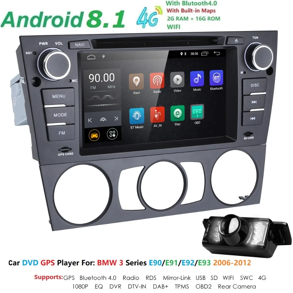 

2 din GPS Car Radio Android 8.1 Car DVD Player GPS navigation For BMW E90 E91 E92 E93(2006-2012) 4G WIFI BT 1080P SWC RDS MAP