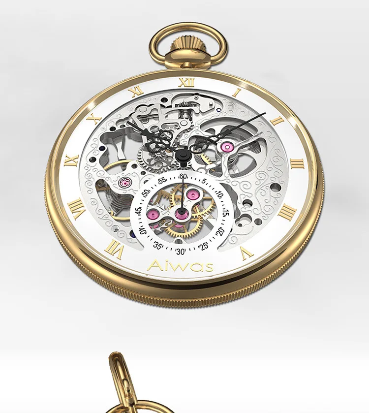 Мужские карманные часы со скелетом, оригинальные часы Seagull Move, мужские часы в римском стиле, мужские карманные механические наручные часы в