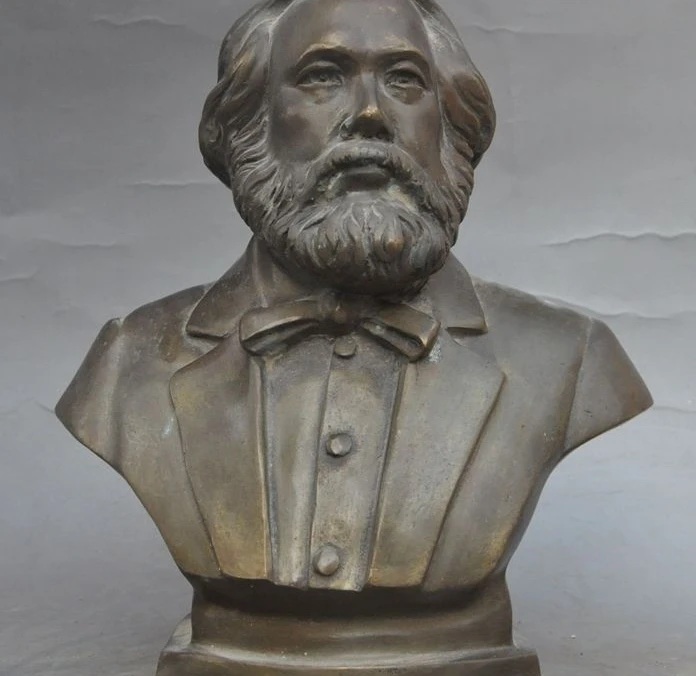 

8" chinese bronze Great Tutor Marx Marxist thinker revolutionary Scientists Bust