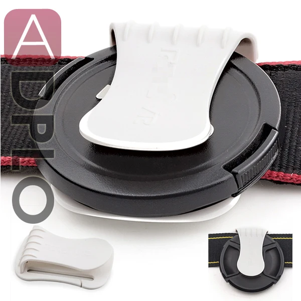Camera Lens Cap Clip Holder Neck Strap Keeper Buckle U-Clip Fit 40.5-77mm white