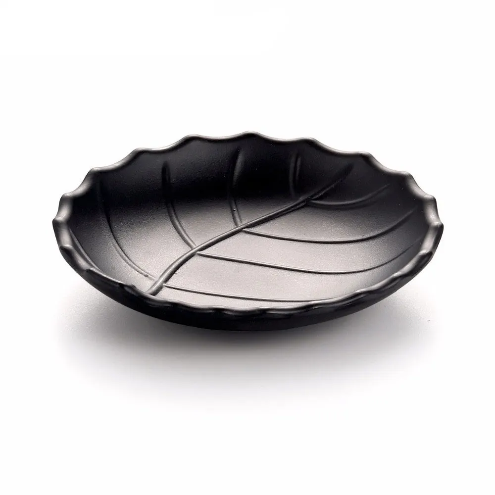 Restaurant-Plastic-Melamine-Small-Leaf-shape-Round-Meat-Plate-Sushi-Rice-Dinner-Plat