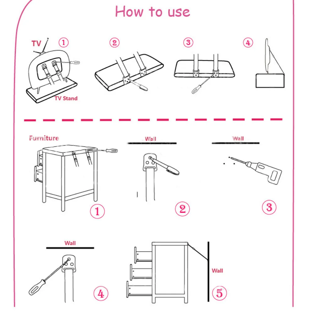 2 шт./лот Детская безопасность анти-наконечник ремни для плоского ТВ и мебели крепежные ремни, защита от опрокидывания детский замок Защита от Детские Товары для детей