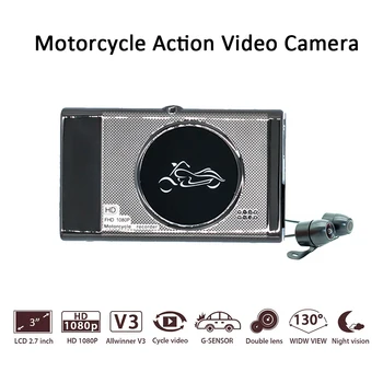 

New 3.0" TFT Motorcycle Camera DVR Full HD 1080P Recorder Dash Cam Daul Waterproof Black Front Rear Recorder