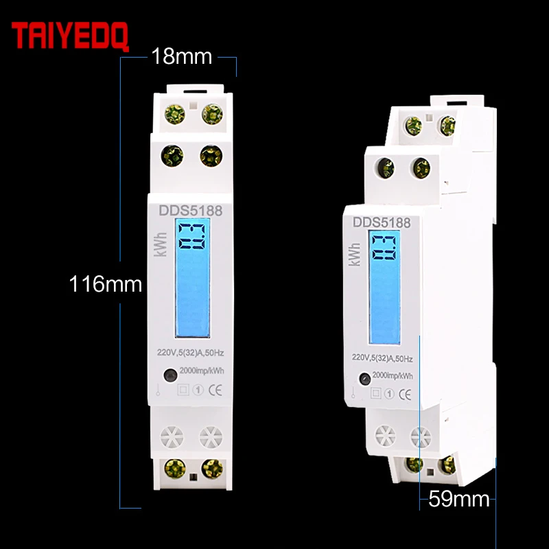 

Home Single Phase KWH meter 5(32)A LCD Backlit Wattmeter Power Consumption Watt meters AC220V Watt hour din rail energy meter