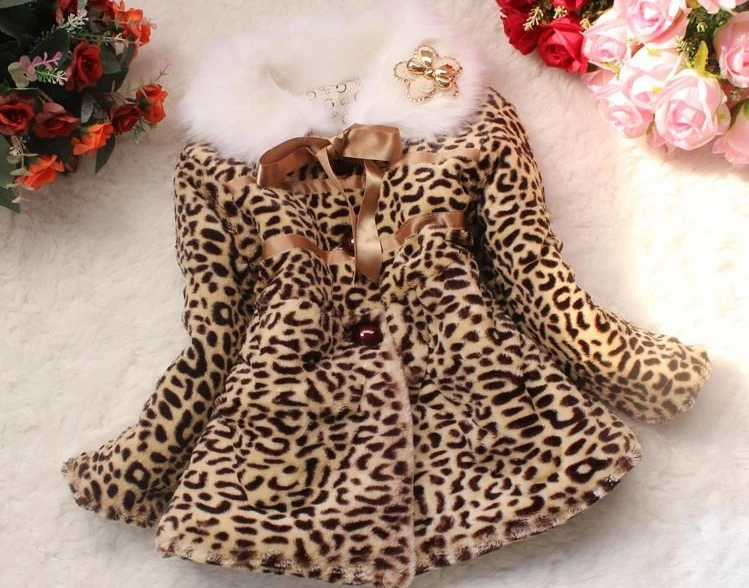 小売女の子ヒョウ フェ イク フォックス毛皮の襟コート服で弓秋冬摩耗服ベビー女の子子供ドレス ジャケット Children Jackets Girls Child Girl Jacketgirl Fox Fur Coat Aliexpress