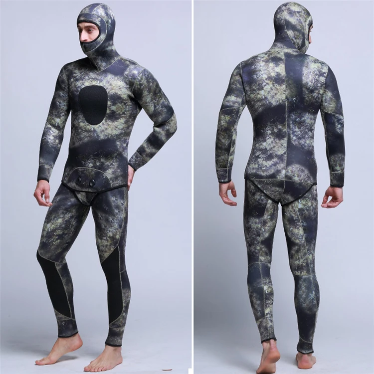 Men's 5mm SCR Full Suit Camouflage two Piece Splicing Diving Suits Surfing snorkel swimsuit Split Suits combinaison surf wetsuit (3)