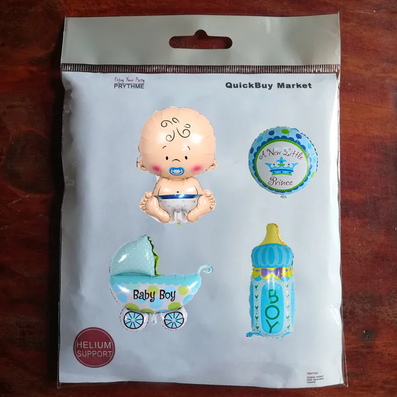 baby shower foil balloon set independant package -helium support-boy-2