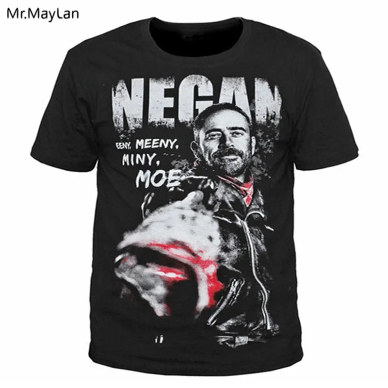 3D печати Ходячие мертвецы Negan футболки Для мужчин/wo Для мужчин хип-хоп Лето Crewneck Футболка мода мальчик панк Черный футболки Костюмы