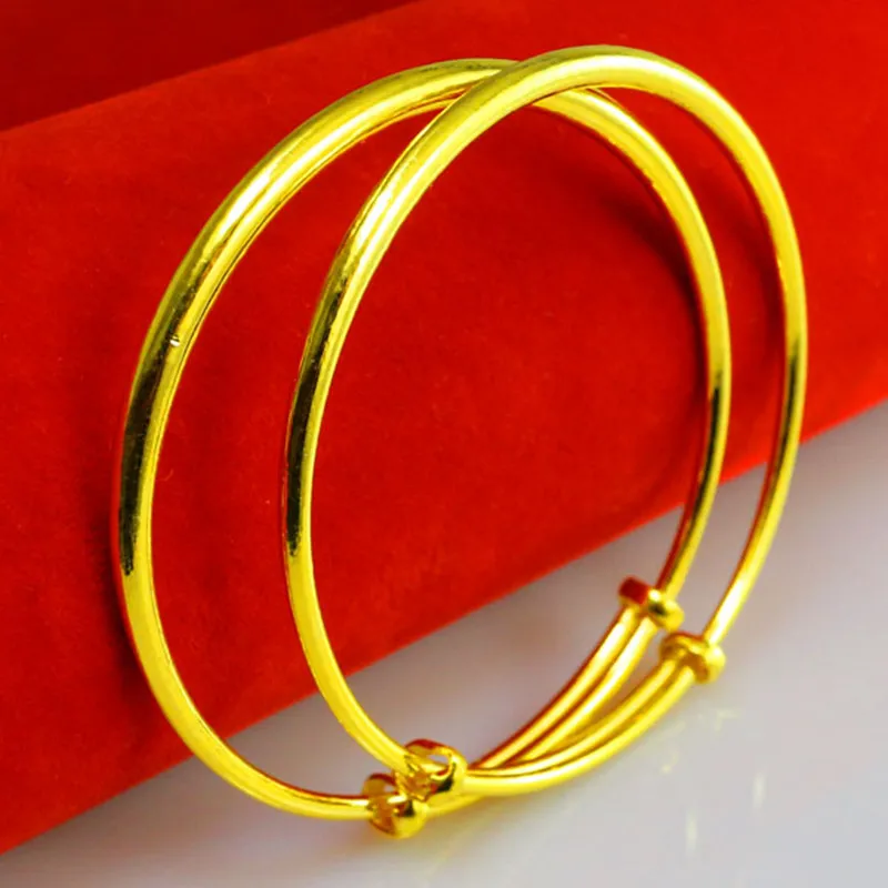 

1 Pieces Solid Smooth Bangle Yellow Gold Filled Vintage Girls Womens Round Bracelet & Bangle Adjustable