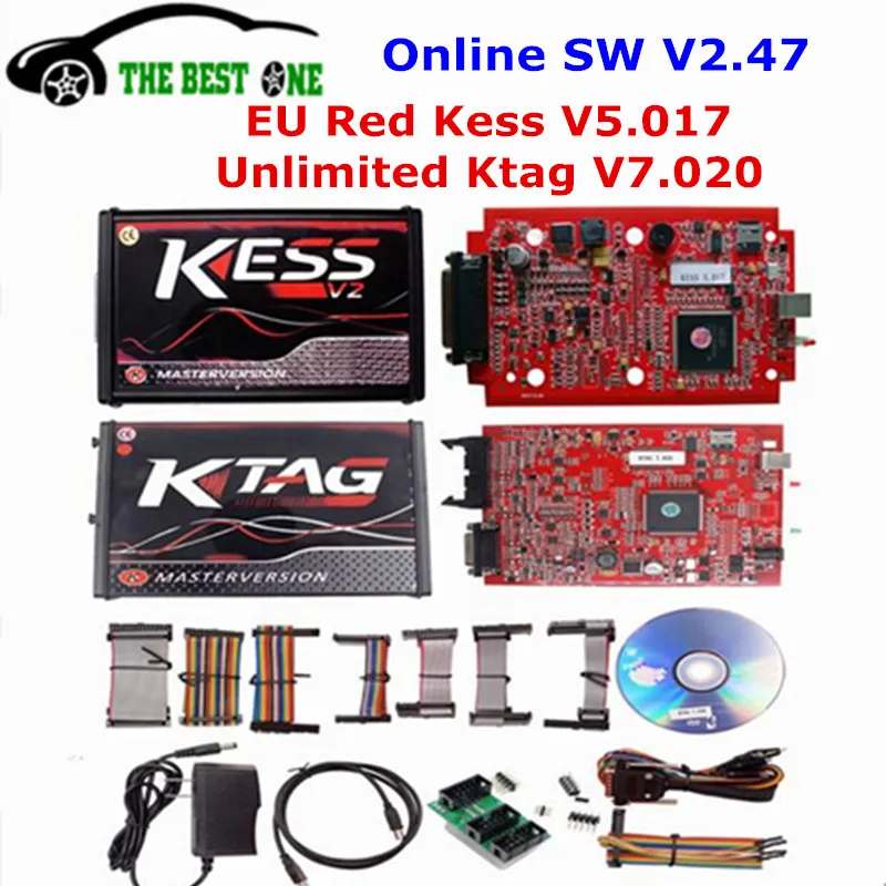 

Online SW V2.47 EU Red KESS V5.017 Ktag V7.020 No Tokens KESS V2 OBD2 Manager Tuning Kit K-TAG K Tag 7.020 5.017 ECU Programmer