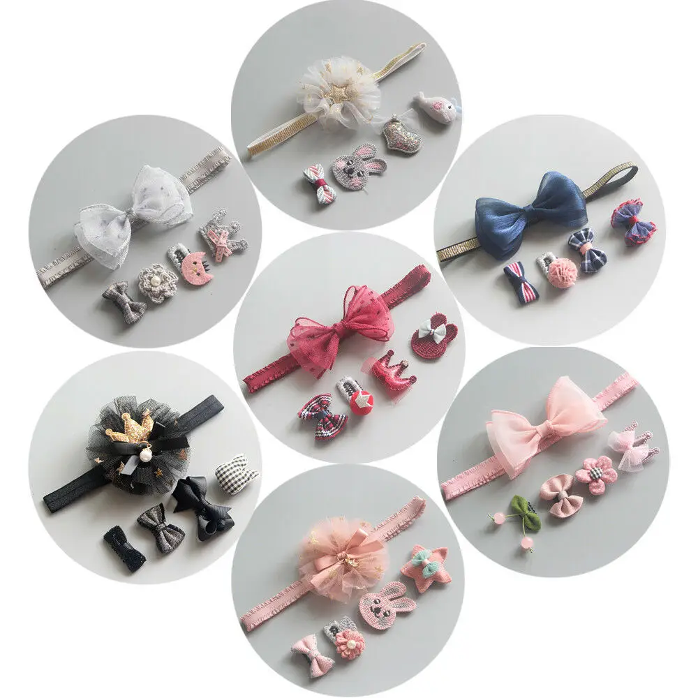 

5Pcs Kids Girl Baby Cute Bow Flower Headband Hair Band Accessories Headwear Barrettes Princess Party
