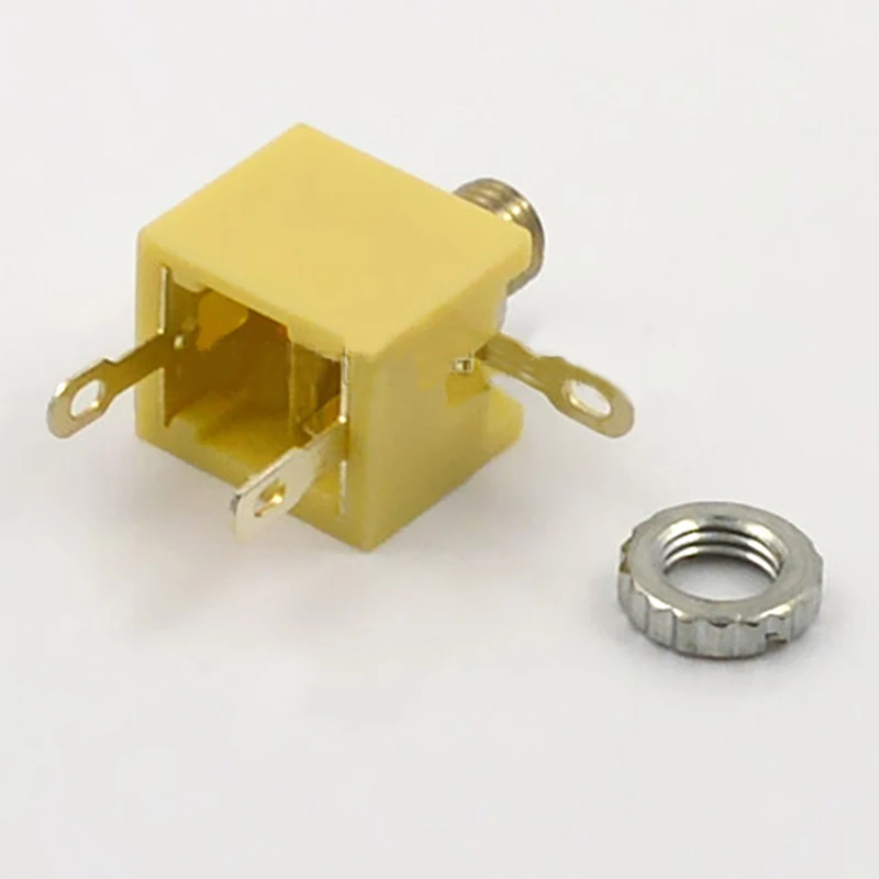 20pcs Jack 2 5mm Headphone Plug Audio Headset Socket Connector PJ 201M Three legged With Nut Copper Yellow
