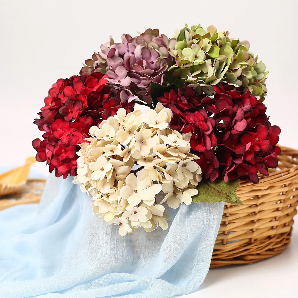 

1pcs/lot hydrangea silk artificial flower wedding bouquet wedding wreath decoration vase home DIY craft scraping fake flower