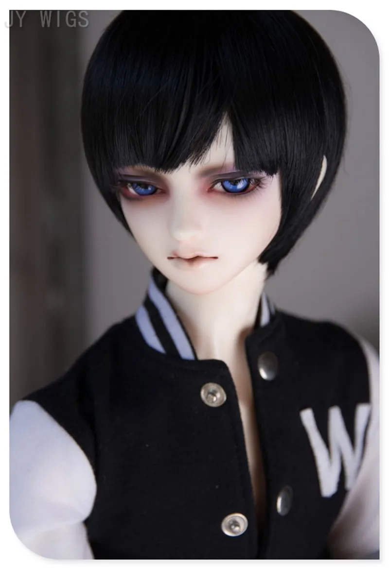 1/3 Bjd Doll Boy Wig Black Short Hair Head Size 22 24cm Doll