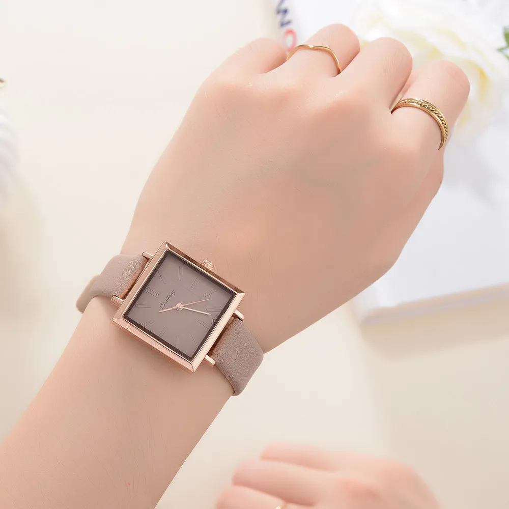 Top Brand Square Women Bracelet Watch Contracted Leather Crystal WristWatches Women Dress Ladies Quartz Clock Dropshiping Fi