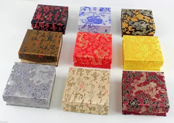 

Wholesale10PCS Chinese Handmade vintage silk &wood Jewelry bracelet bangle Boxes
