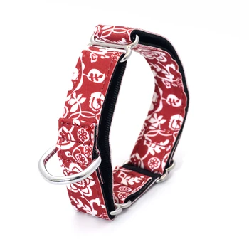 

Personalized Martingale Dog Collar Fabric Print Super Strong Durable Nylon Dog Collar 2.5cm to 3.8cm Wide Necklace Red Flower