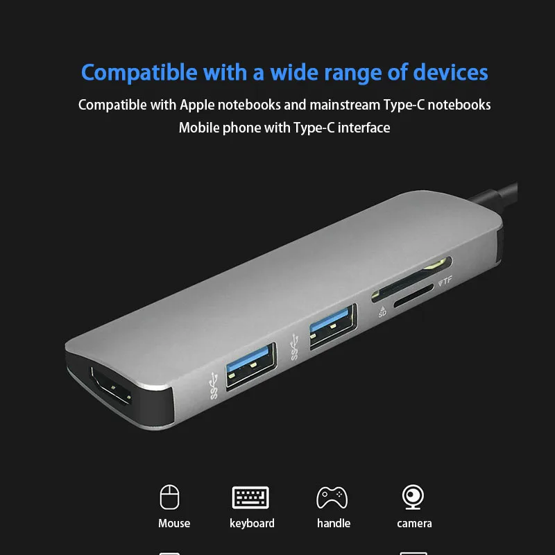 5 в 1 usb type C концентратор Hdmi 4 K USB C концентратор для TF кардридер адаптер для Mac Book Pro Thunderbolt 3,0 USB-C зарядное устройство Порт