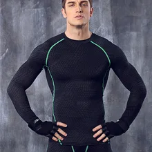 Новая мужская спортивная футболка для фитнеса с длинным рукавом для баскетбола, бега, Мужская Термоодежда для тренажерного зала, компресионная одежда в обтяжку для бодибилдинга