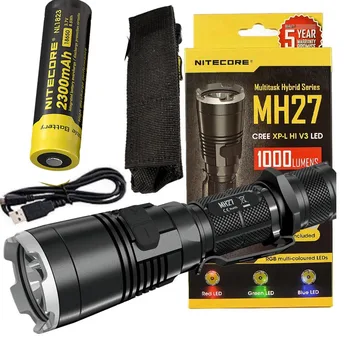 

LED Outdoor Flashlight NITECORE MH27 Multitask Torch max.1000LM beam distance 462meter Tactical light with 18650 battery