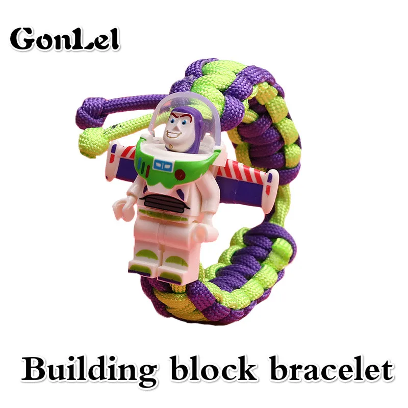 

Toy story Buzzs Lightyear Armband Aangepaste Super Hero Figuur Iron Man Darth Vader Eenhoorn Man Bouwstenen Bricks Bracelet