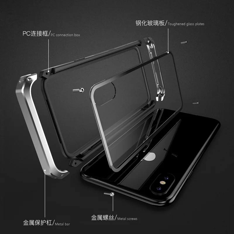 Luxury Phone Bag Anti-scratch Transparent Back Cases For iPhone XS XR Case Glass+TPU+Metal For iPhoneXS MAX Case Protector Shell