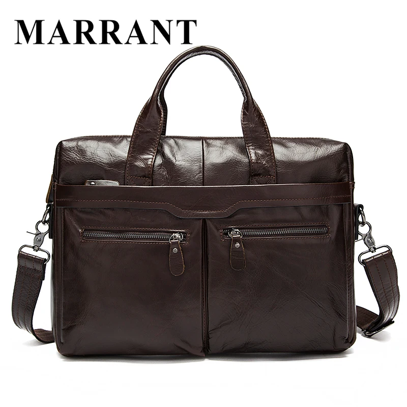 Men's Genuine Leather Briefcase Shoulder Bag Casual Handbag Totes Crossbody Men Messenger Laptop Bag Business Leather Briefcase