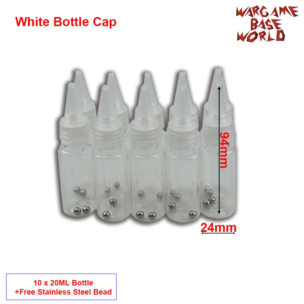 

White Bottle Cape - Model Paint Mixing Bottle Painting Storage Bottles with Mixing Stainless Steel Ball Hobby