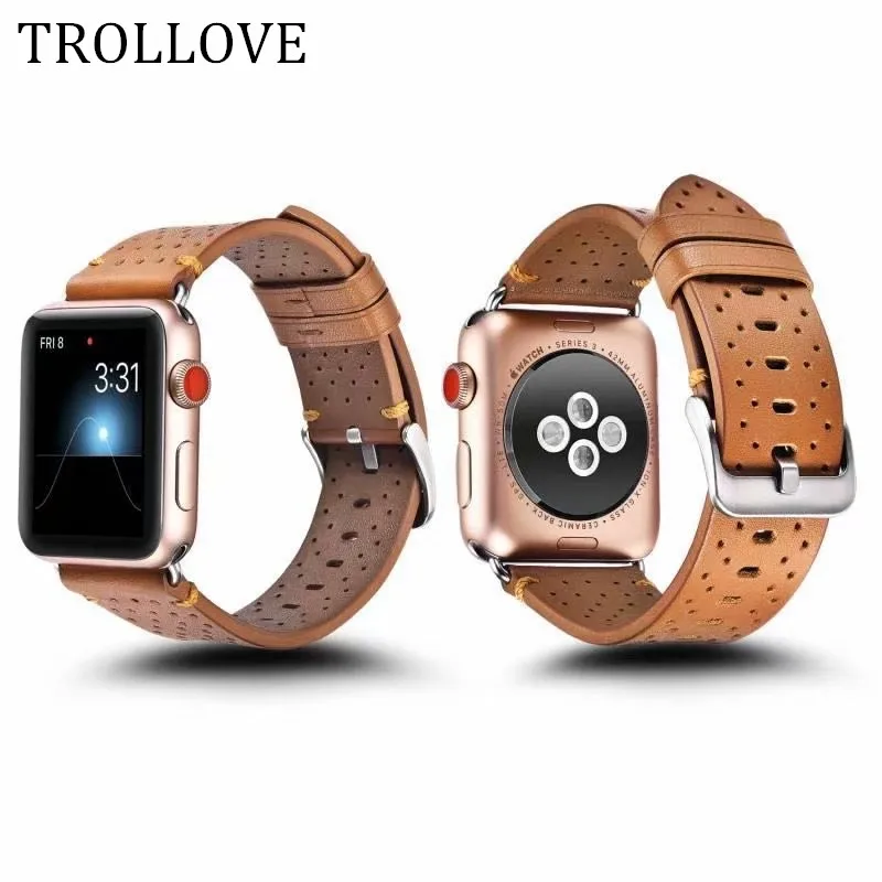 

NEW leather watch strap for Apple watch band 42mm 38mm bracelet Wristband watchbands strap serise 3 2 1 Lightweight Breathable