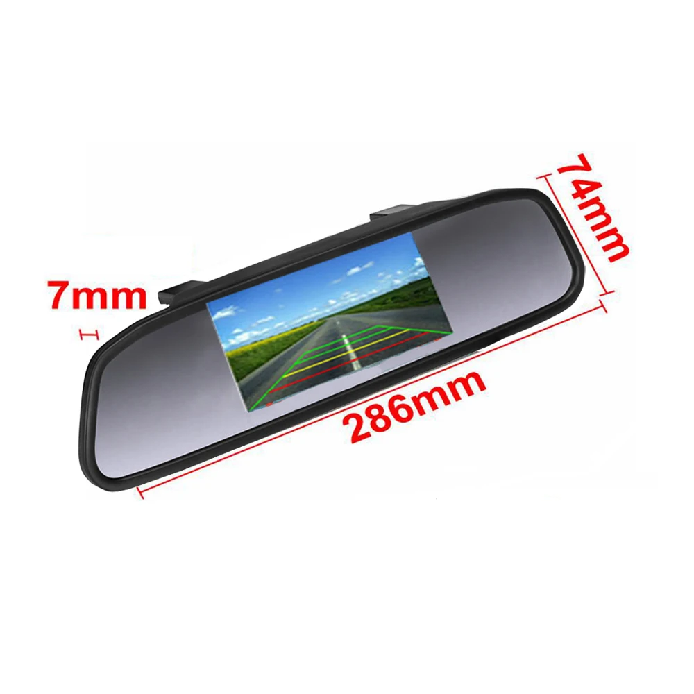 Podofo 4.3 Inch Car Parking Rearview Mirror Monitor Parking Display 2 Video Input TFT LCD Color Reversing Assistance Car Styling