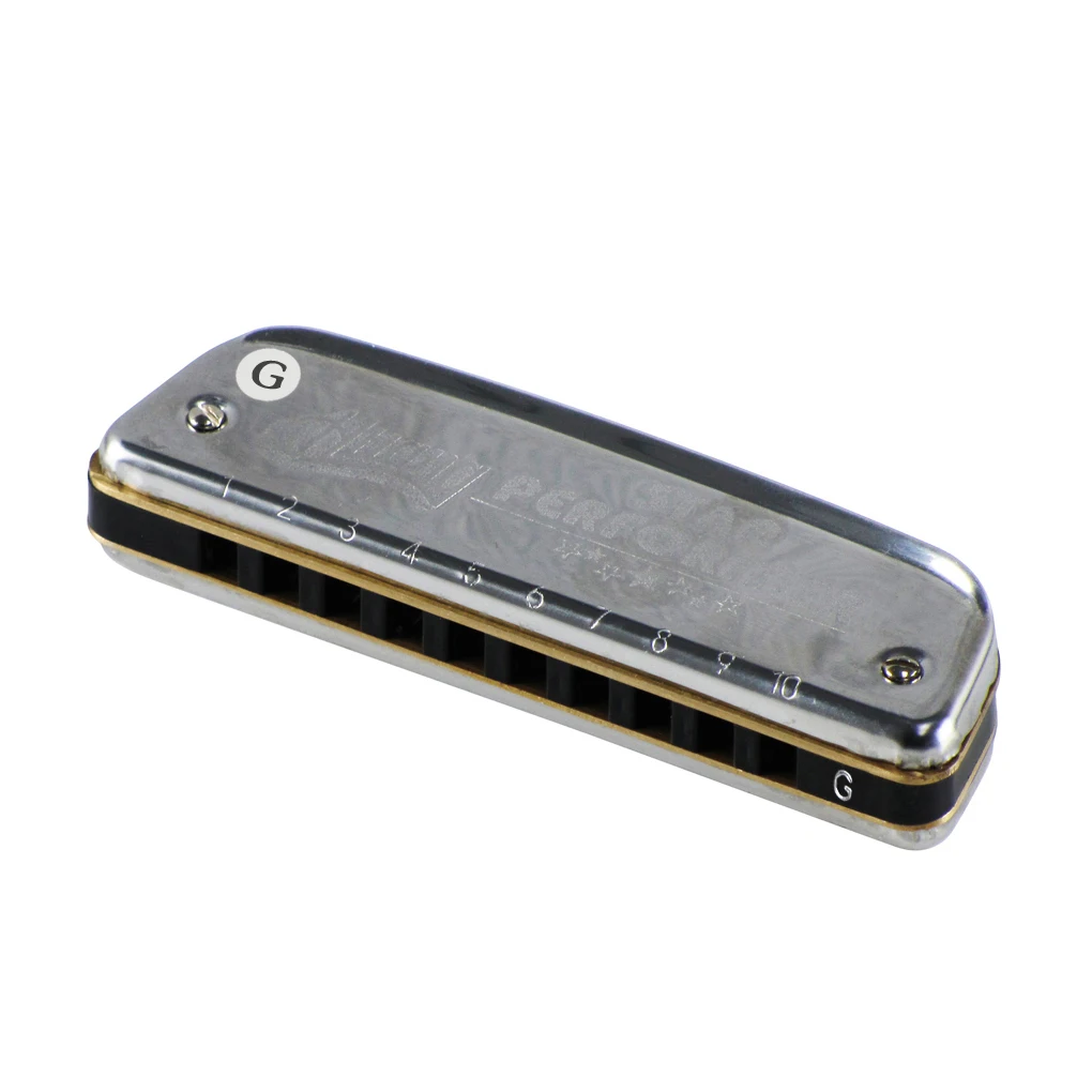 

Huang Harmonica Diatonic Blues G Key 10 Holes Harp Mouth Organ with Case