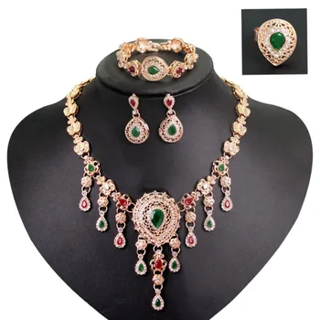 

Four pieces Luxury Gift Necklace decoration Dubai gold jewelry suit romantic design jewelry suit Necklace delivered directly