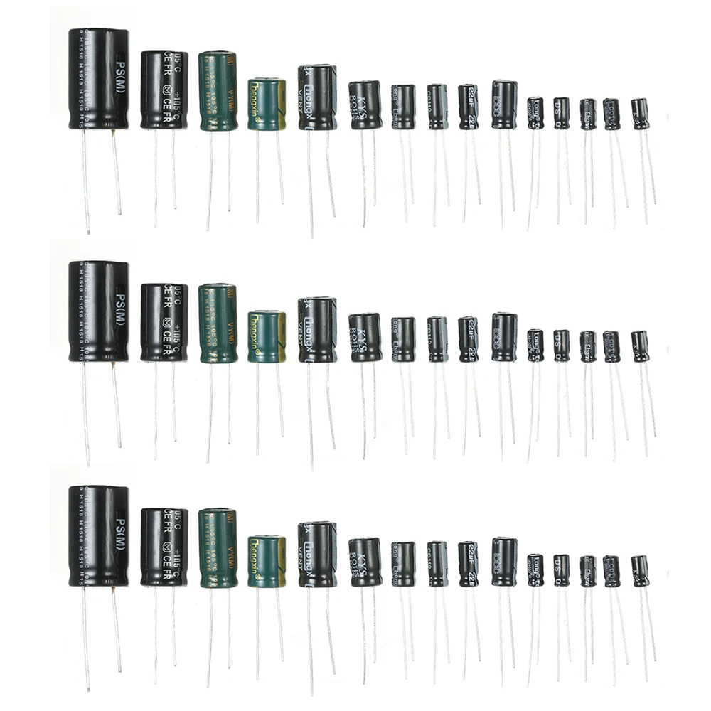 

120pcs 15 Values 1uF-2200uF 50V Electrolytic Capacitors Assorted Kit DIY set capacitor