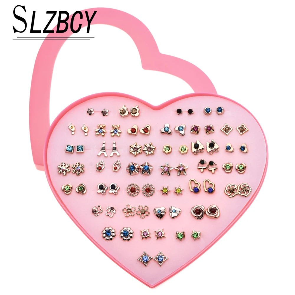 Серьги гвоздики SLZBCY женские милые наборы сережек гвоздиков золотого и