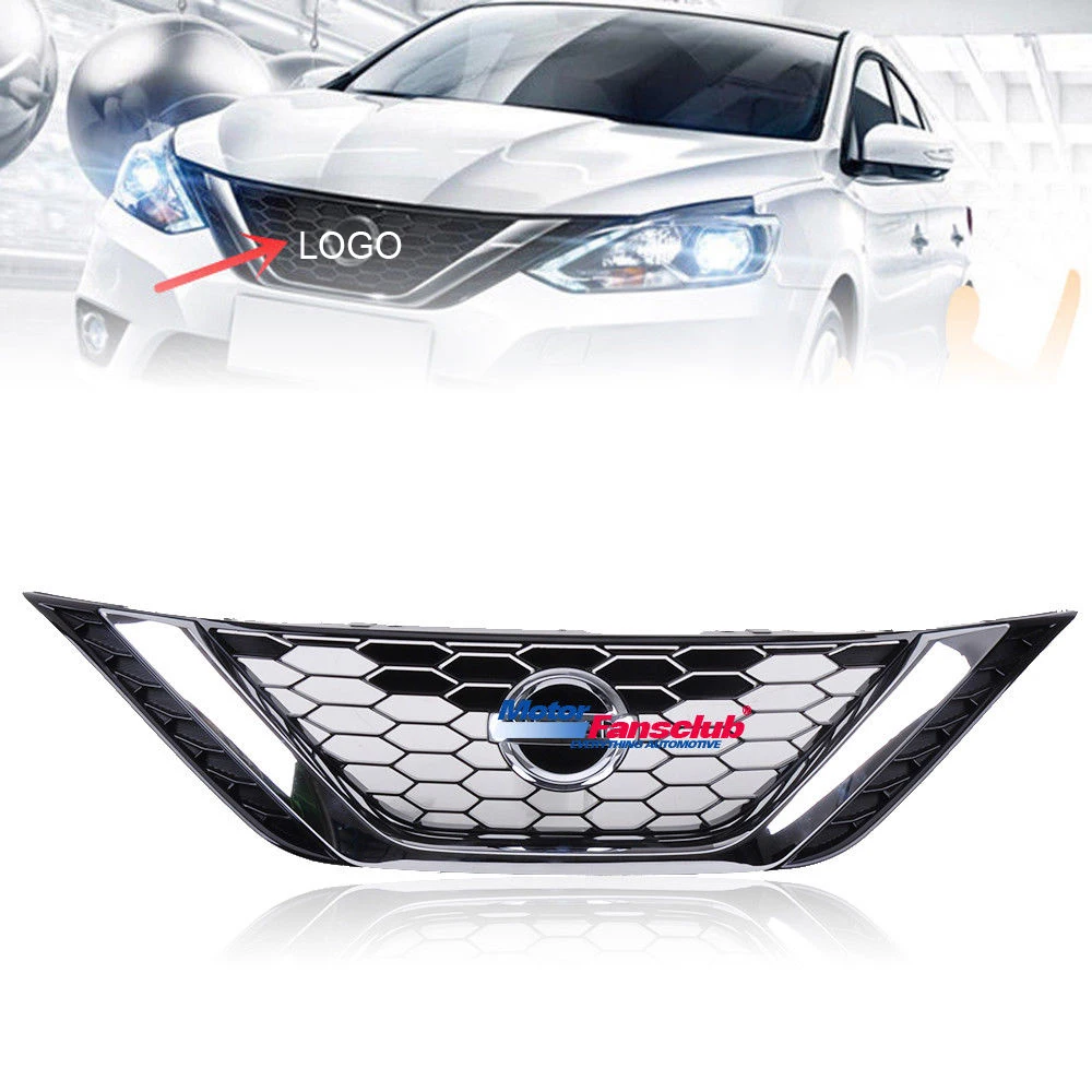 

1Pcs Car Racing Grille For Nissan Sentra 2016 2017 Grill Emblems Radiator Chrome Mesh Horizontal Front Bumper Lower Trim Modify