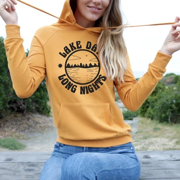 

Lake Days and Long Nights Harajuku Hoodie Women Causal Pullovers Long Sleeve Sweatshirt Fall Clothes Jumpers Tops Drop Shipping
