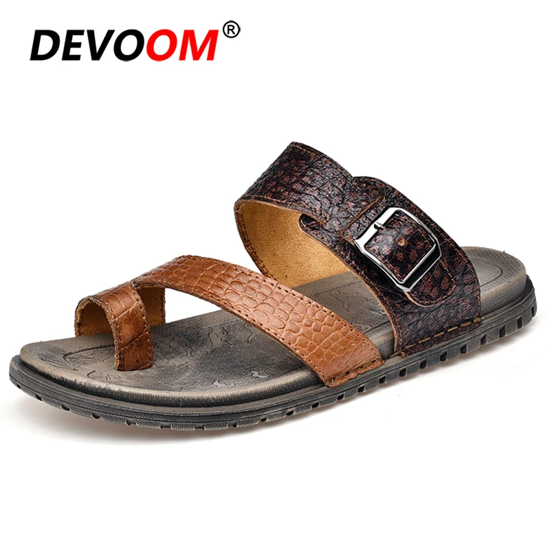 Leather Slippers 2019 Sleepers Men Cow Leather+Mesh Canvas Upper Man ...