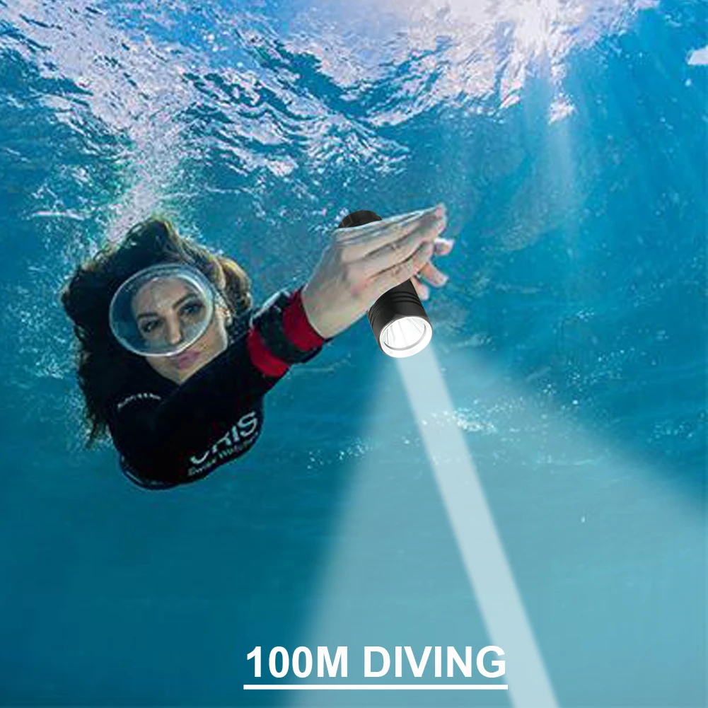 100 м подводные фонари, лампа для подводного плавания, светодиодный фонарь, перезаряжаемый аккумулятор 26650or18650, cree xm l2, водонепроницаемый, 5000 люмен